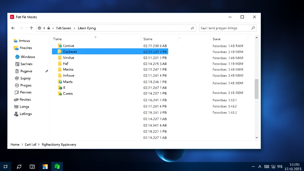 Computer screen showing game save files and folders in file explorer window, no text no words no letters