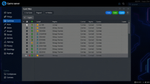Gaming server control panel interface showing file management system, no text no words no letters