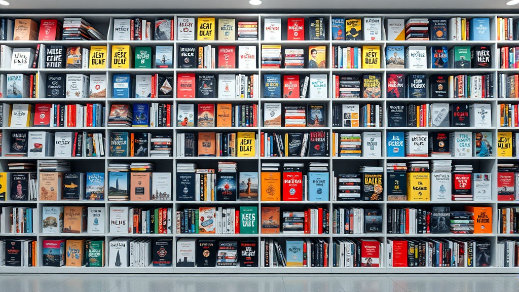 Organized digital library visualization with book covers arranged in neat grid pattern on screen, no text no words no letters