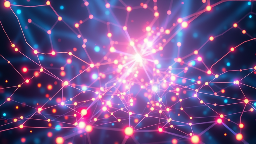 Abstract gaming network connections with fantasy magical energy flowing between server nodes, no text no words no letters