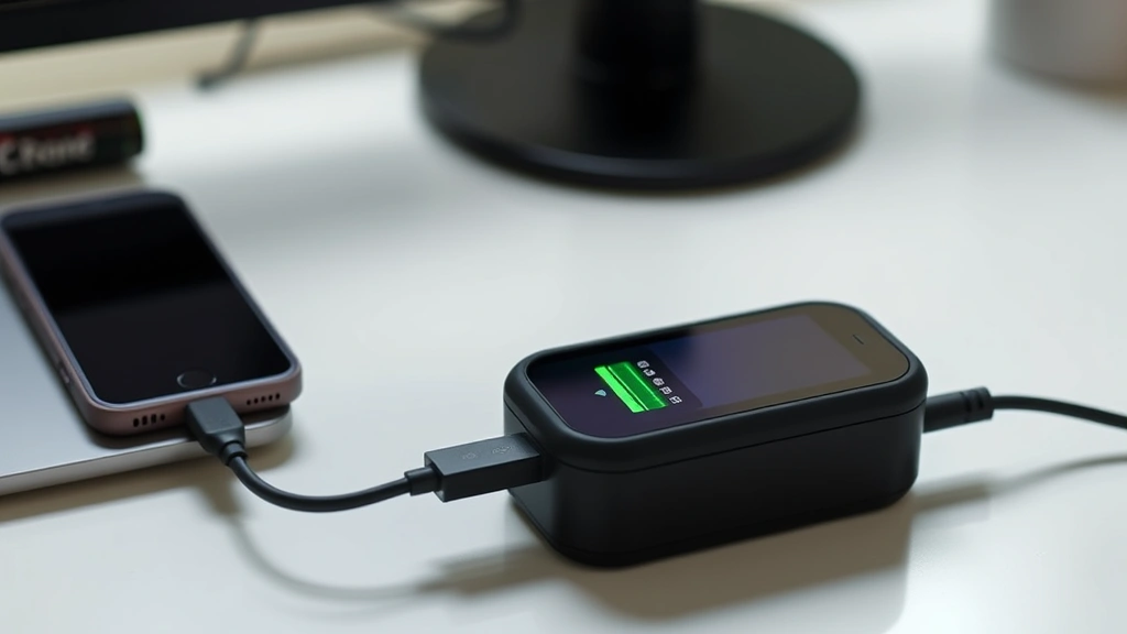 Geek Bar Pulse device connected to USB-C charger with green charging indicator light visible on display screen, showing charging process in progress on clean workstation