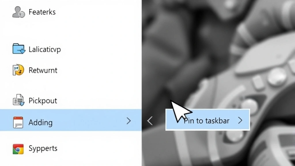 Close-up of right-click context menu on Windows Start menu showing 'Pin to taskbar' option highlighted with cursor pointer positioned over it