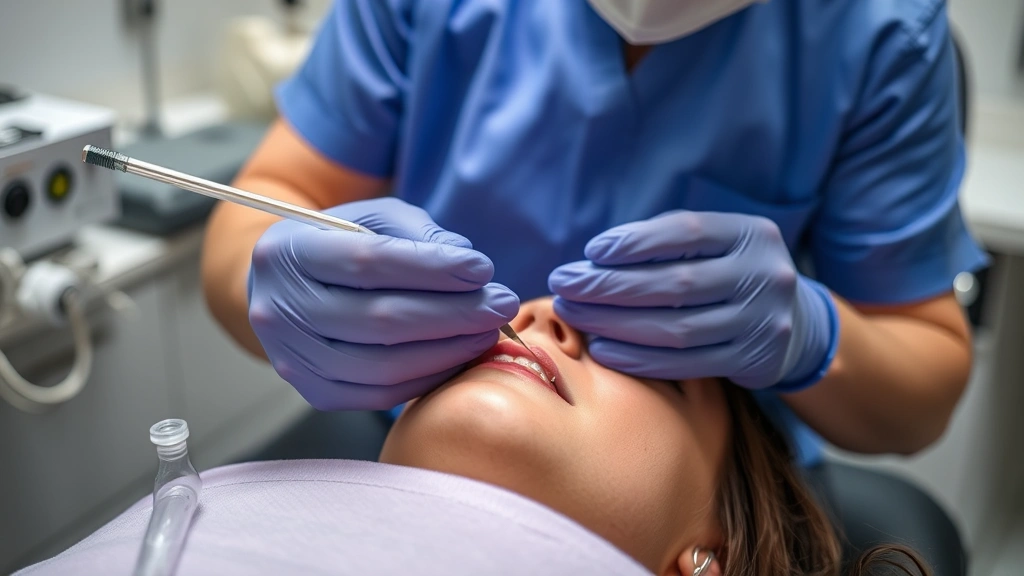 Professional piercer performing sterile nipple piercing procedure on client, showing proper needle placement and jewelry insertion technique in clinical setting