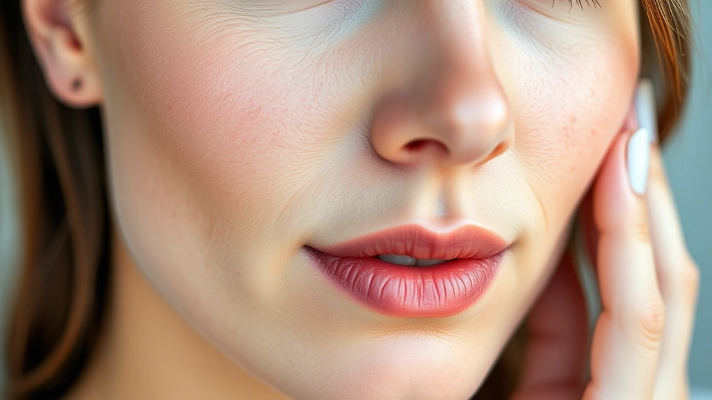 Close-up of clear healthy skin on a woman's face, natural lighting showing smooth complexion without blemishes, professional dermatology setting with blurred background