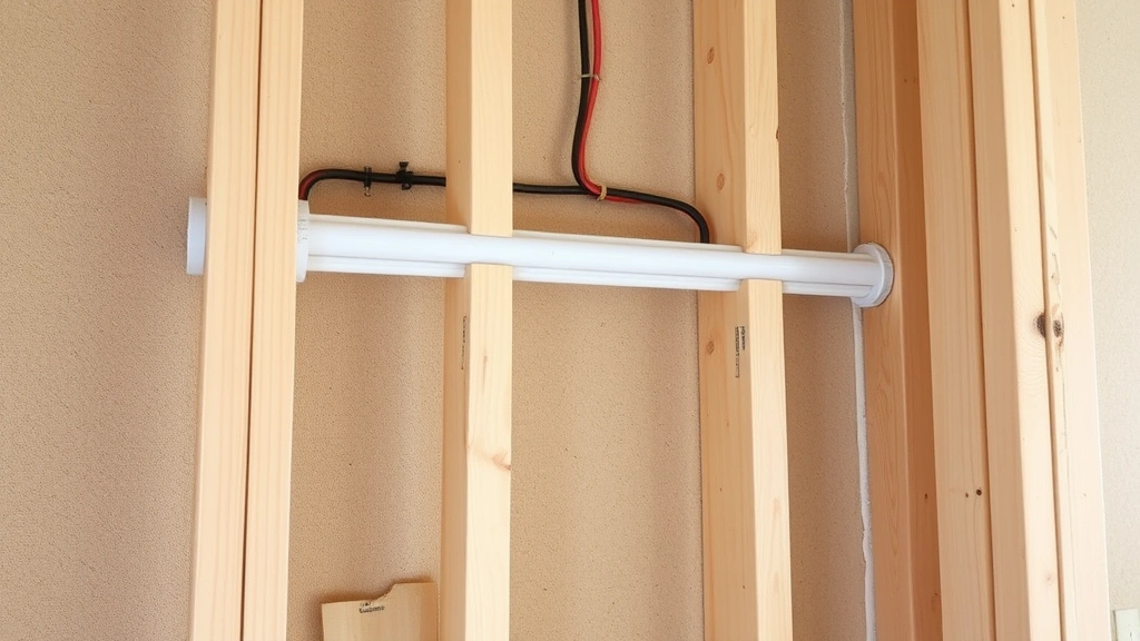 Installed electrical conduit and wiring running through wall cavity during framing stage before drywall installation, showing proper spacing and securing techniques