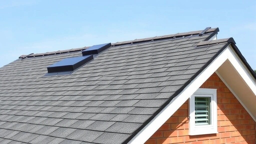 Professional roof installation showing asphalt shingle application, drip edge, and ridge vent components on pitched roof structure