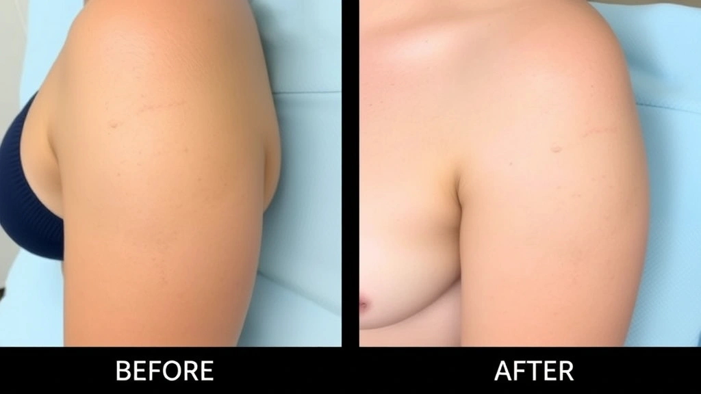 Before and after comparison showing tattoo fading progression across multiple laser removal sessions, clear skin improvement visible on treated area