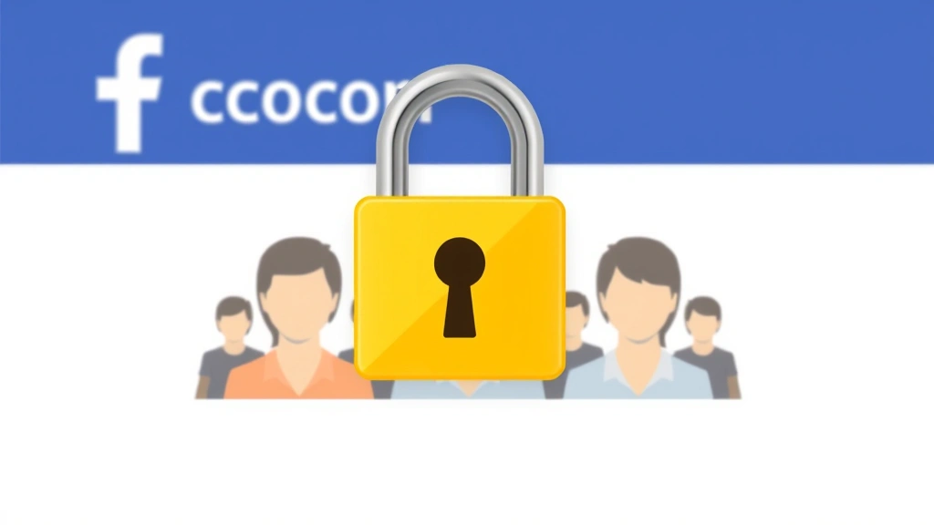 Digital illustration of security padlock overlaying a Facebook page icon with multiple user profiles arranged in a hierarchical structure, representing admin roles and permissions