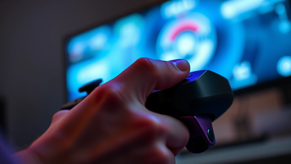 Close-up of high-end gaming controller buttons and triggers illuminated, showing precision hand positioning for executing complex button combinations during intense gameplay moment