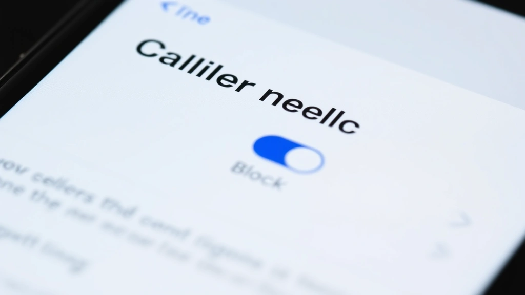 Close-up of smartphone screen showing caller ID blocking settings in phone settings menu with toggle switches visible, realistic modern phone interface