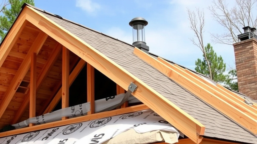 Wide shot of shed roof construction showing rafter installation, roof underlayment being installed, and exposed ridge vent system before shingle application