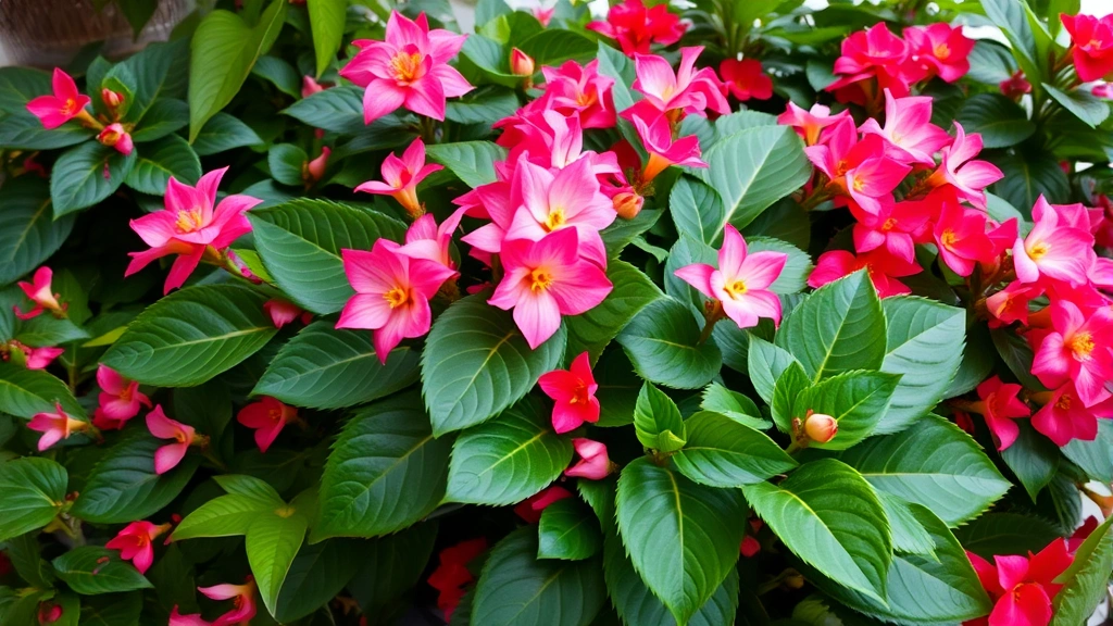 Lush begonia plant display with dense foliage and abundant flowering, showing results of proper care including humidity, light, and fertilizing practices in indoor garden setting