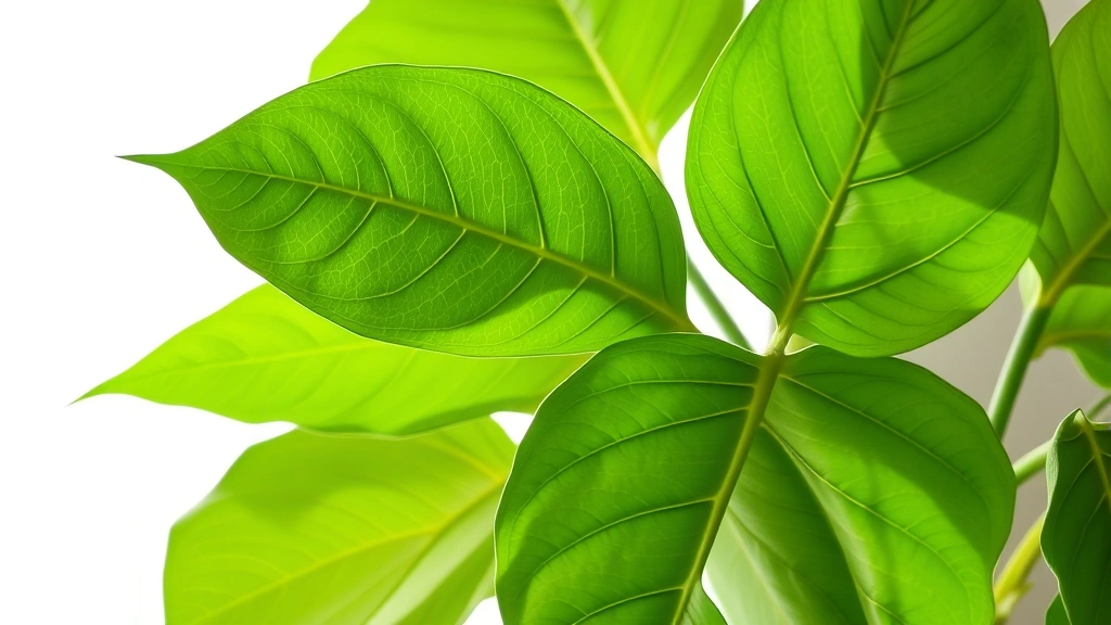 Close-up of vibrant fiddle leaf fig plant with large violin-shaped green leaves in bright indirect sunlight near a window with sheer white curtains, showing healthy leaf texture and glossy surface