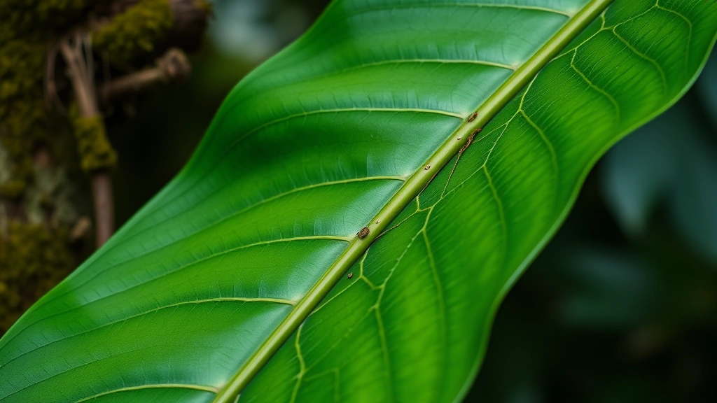 Close-up of healthy monstera leaf showing detailed fenestration patterns and aerial roots clinging to moss pole support, macro botanical photography with soft natural lighting