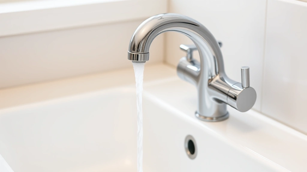 New chrome kitchen faucet installed on white ceramic sink with running water, showing proper spout positioning and handle alignment during final testing phase