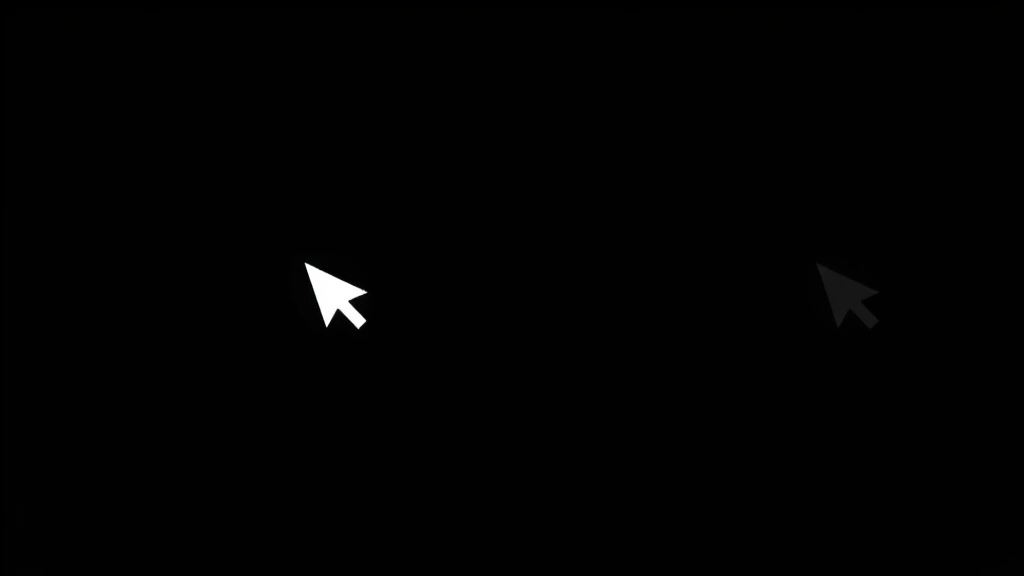 Split-screen comparison showing white mouse cursor on dark background and black cursor on light background for visibility contrast demonstration
