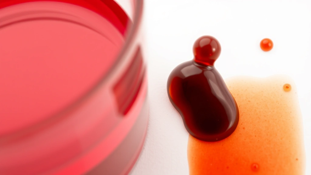 Close-up of transmission fluid colors comparison: bright red healthy fluid in container next to dark brown degraded fluid sample, showing condition differences