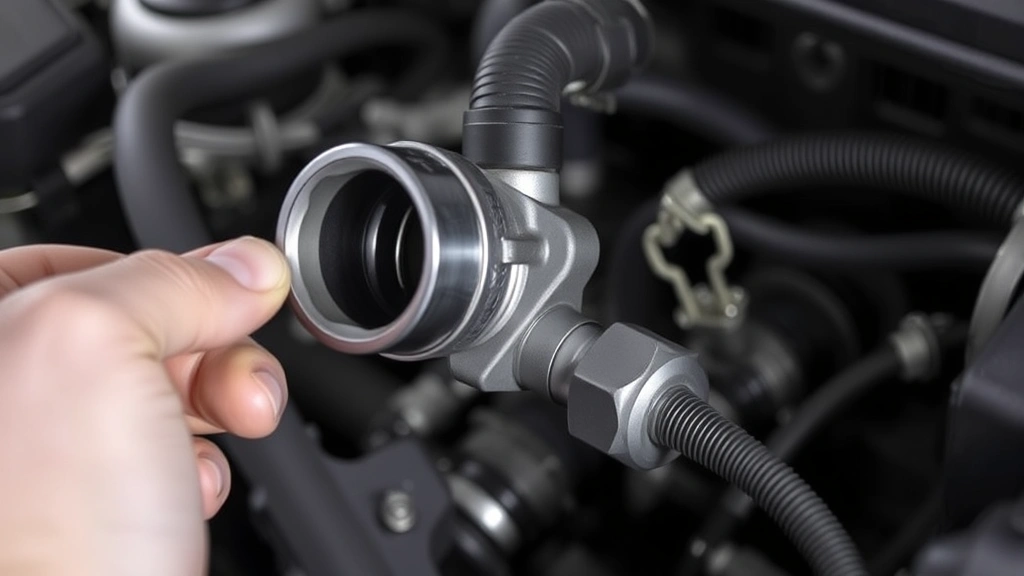A mechanic carefully reinstalling a cleaned MAF sensor into the air intake system with a socket wrench, showing proper alignment and connection of the electrical connector