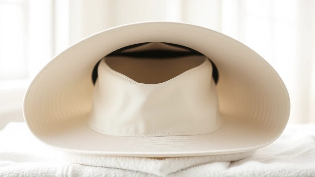 White hat placed on a hat form with acid-free tissue paper stuffing inside, positioned on a clean white towel in a bright, well-ventilated room for air drying