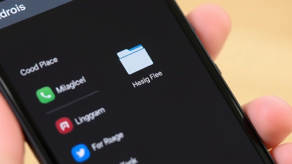 Close-up of smartphone screen displaying Android file manager app with trash folder icon highlighted in menu, modern Android phone device held in hand