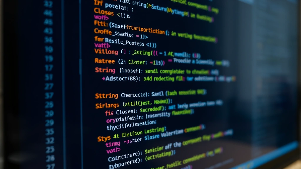 Close-up of Python code displayed on a computer monitor showing string variable assignments and clone operations with syntax highlighting in a modern IDE, professional workspace setting