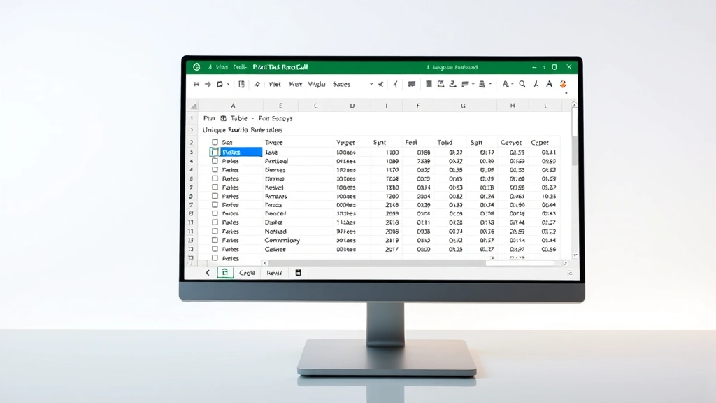 Pivot Table creation dialog window in Excel showing unique records configuration, modern computer monitor displaying data analysis interface